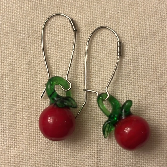 Cherry drop earrings Glass 🍒 - Picture 2 of 3